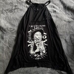 XXL Killstar Black I Put A On You Hex Graphic Tank Witch Bats